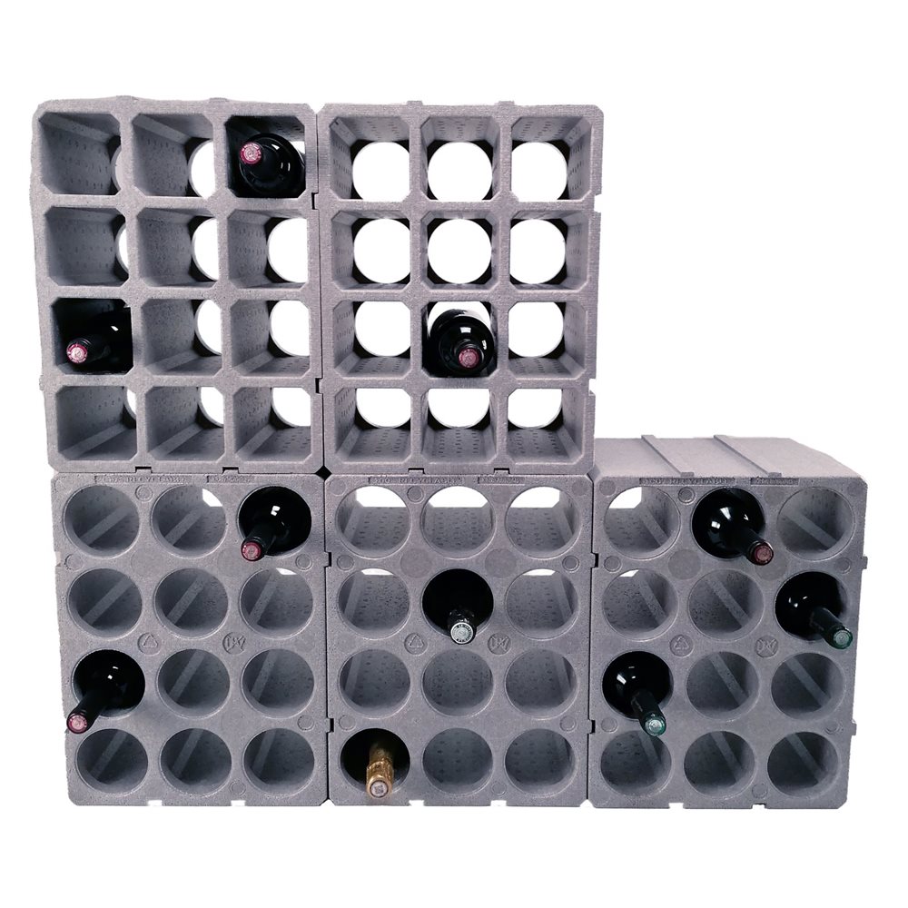 30 casiers modulables et réversibles pour 360 bouteilles en Neops