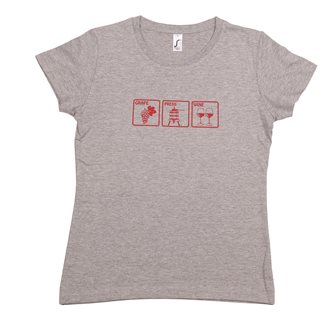 T-shirt femme S Grape Press Wine Tom Press gris chiné sérigraphie bordeaux