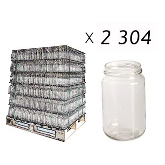 Pot à miel en verre 500 g. avec protège étiquette par palette de 2304