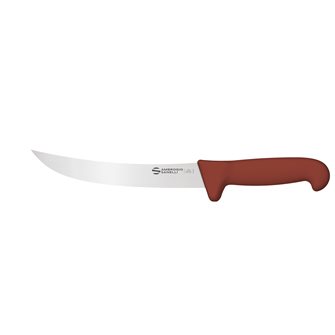Couteau de découpe spécial barbecue Sanelli Ambrogio lame étroite inox 21 cm manche marron